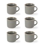 CELLO Estella Nexus Color Silver Mist Plain Mug Set of 6, 90ml, Grey | Scratch Resistant | Porcelain Tea, Coffee Mug Set | Ideal for Daily Use & Gifting | Dishwasher Safe | Small Mug |