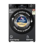 Haier 12 Kg, 5 Star, AI Smart LIFE+, Hygienic Care, ABT, 525 mm Super Drum, Refresh, Direct Motion Motor, WiFi enabled, Fully Automatic Front Load Washer (EFL120-DM14F5ES8U1 | Dark Jade Silver)