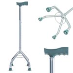 AGEasy (Max Group) Four Leg Walking Stick | Lightweight Walking Support with Adjustable Height & Anti-Slip Handle | Quadbase Walking Cane for Men/Women, Patients, Elderly