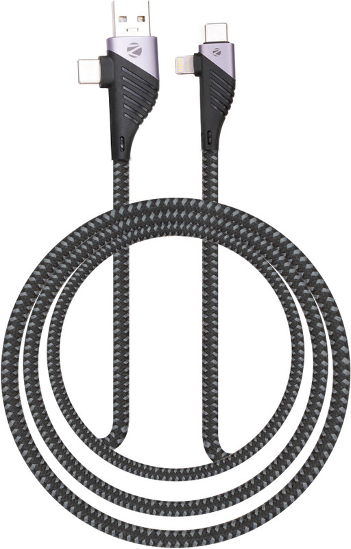 ZEBRONICS USB Type C Cable 2 A 1 m ZEB-UCLC65B(Compatible with Mobile, Tablet, Computer, Black, One Cable, USB Type C To USB Type C, 65 W)