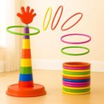 GRAPHENE 2 in 1 Stacking Ring Toss Game Toy for Kids Indoor Outdoor Target Throw Colour Recognition Brain Educational Engaging Toys for 1-5 Years Girls Boy Fun Learning Activity Toy Set Gift for 3+