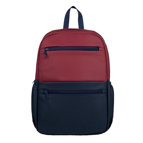F Gear Zest Maroon Navy Blue 10L Daypack | Premium Art Leather Fabric | 1 Compartment & 2 Pockets | Compact Lightweight Durable Water-Resistant Small Bag | For College, School, Travel & Everyday Use