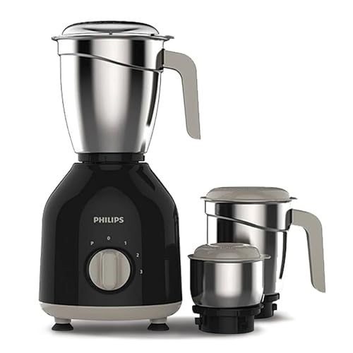 Philips HL7756 Mixer Grinder 750 watt with 3 Stainless Steel Jars | 25 mins Continuous Grinding | Mixer Grinder for Kitchen with 3 Speed Control & Pulse Function (Black)