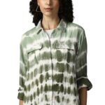 High Star Women Cotton Solid Boxy fit Spread Collar Full Sleeves Shirts