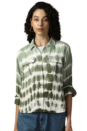 High Star Women Cotton Solid Boxy fit Spread Collar Full Sleeves Shirts