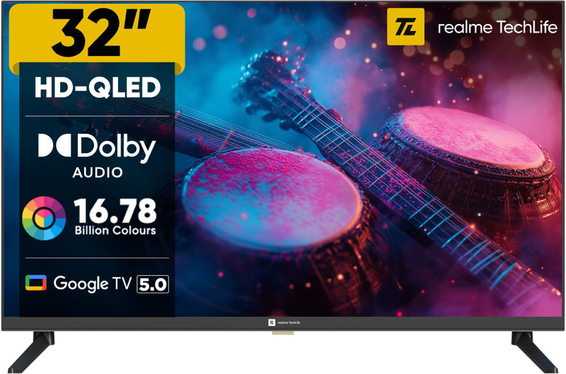 realme TechLife 80 cm (32 inch) QLED HD Ready Smart Google TV(32HDGQRDDAQ)
