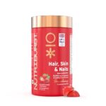 Nutriburst Biotin Gummies for Healthy Hair, Skin & Nails Growth | With High Potency 10000 mcg of Sesbania Extract Natural Biotin,Folic Acid & Multivitamins, No-Added Sugar, Strawberry Flavor|60 Gummy