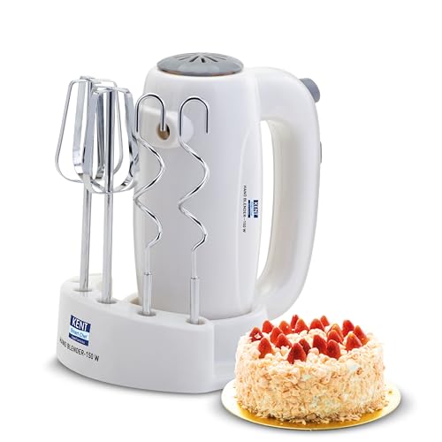 KENT 150W, 5 Speed Control, Copper Motor, Multiple Beaters, Overheating Protection, Food Grade Plastic Body Hand Blender (White)