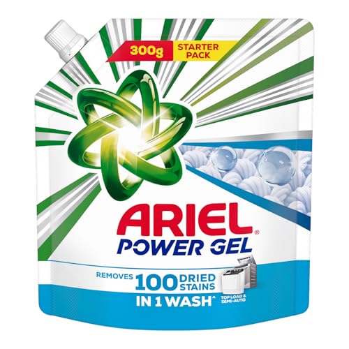 Ariel Power Gel Liquid Detergent for Top Load & Semi Auto – 300g | Removes 100 Dried Stains in 1 Wash | Faster Dissolving | Long-Lasting Fragrance | Color Protection | At the price of Powders