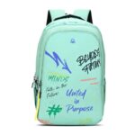 United Colors of Benetton Unisex High-School Backpack GRAFFITI – Green | 3-Compartment Large Capacity Bag with All-Over Print | Backpack for School Girls and Boys| 37L Capacity
