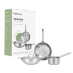 Lifelong Triply 4-piece cookware Set|Kadai,Frypan & Saucepan|Stainless Steel 22 cm Kadai & Fry Pan22 cm with Stainless Steel Lid|16 cm Sauce Pan|Induction Bottom & Gas Stove Cookware(Silver)