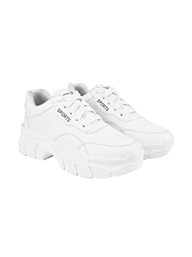Shoetopia Girls Sporty White Casual Shoe – 3 UK (Girls-Sporty-White)