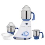 Preethi Diamond 750 Watts Mixer Grinder, 3 Jars (Stainless Steel) + Flexi Lid, Perfect Grinding for Masalas, Chutneys and Batters, 2 Year Warranty, Preethi’s flagship Lifelong Free Service, White