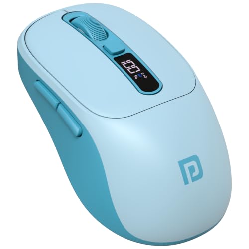 Portronics Toad 9 Wireless Bluetooth Mouse with Dual Wireless (BT + 2.4 GHz), Smart LED Display, Rechargeable Battery, Forward & Back Button, Multi-Device Pair, Upto 4800 Dpi Sensitivity(Blue)