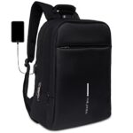 FUR JADEN Anti Theft Number Lock Backpack Bag with 15.6 Inch Laptop Compartment, USB Charging Port & Organizer Pocket for Men Women Boys Girls (Black)
