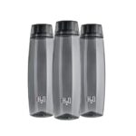 CELLO H2O Octa 1 Litre Plastic Water Bottle, Grey, Set of 3