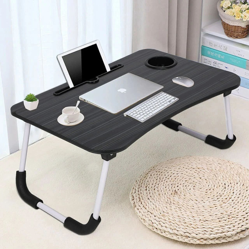 MITHILA Foldable Multipurpose Wood Portable Laptop Table(Finish Color – BLACK, Pre Assembled)