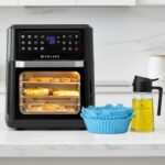 SOLARA 12L Air Fryer Oven with 9 Accessories, 500ml 2-in-1 Glass Oil Sprayer & Pack of 6 Reusable Silicone Basket Liners Combo Pack, 12 Preset menus, BPA-Free Kitchen and Air Fryer Accessories
