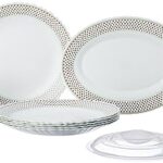 Larah by Borosil Waltz Fluted Series Opalware Dinner Set | 23 Pieces for Family of 6 | Microwave & Dishwasher Safe | Bone-Ash Free | Crockery Set for Dining & Gifting | Plates & Bowls | White