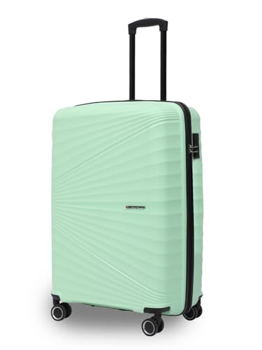 Move-Meant Travel Crew Medium 66Cm Suitcase 8 Wheels Number Lock Polycarbonate Hard HPS Green Trolley Bag for Men & Women|360° Spinner Wheeling System Luggage|Trolley Bags for Travel
