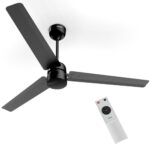 OAKTER 1200mm BLDC Ceiling Fan with IR Remote Control | BEE 5-star Rated Energy Efficient Ceiling Fan | High Air Delivery with LED Indicators (Black)