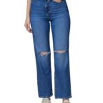 Spykar High Rise Straight Fit Blue Jeans for Women (Size: 30)-WDBEL1BD083