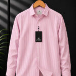 Lyphy Men Striped Casual Pink Shirt