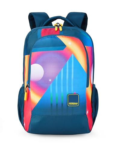 American Tourister Quad 3.0 Style 01 | 33.5L Backpack | School Bag | 3 Compartments | School & College Backpack for Girls and Boys | Spacious Interiors | Legion Blue | 1 Yr Global Warranty