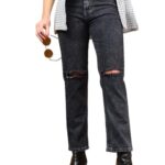 KOTTY Womens Solid Ripped Regular Fit Jeans(Black,M)_KTTLADIESJEANS2955M