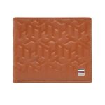 Tommy Hilfiger Men’s Passcase Wallet Elgon – Tan | Embossed Leather | Global Coin Pocket | Stylish Purse for Men