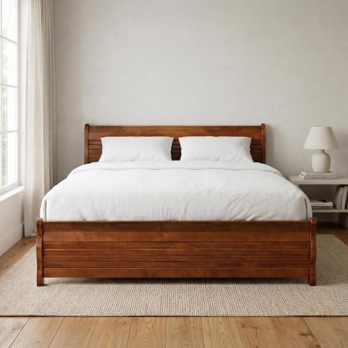 Royaloak New York American Wooden Queen Bed Without Storage | Solid Wood | Strong Bed Base | Supporting Legs | Modern Design | Durable and Long Lasting Wooden Queen Size Bed | American Collection
