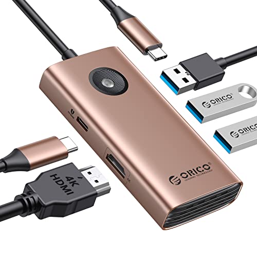 USB C Hub, ORICO 5-in-1 USB C Docking Station with 4K HDMI, 60W Power Delivery, USB 3.0 5 Gbps and 2 USB 2.0 Data Ports USB C Dock for MacBook Air, MacBook Pro, XPS, and More
