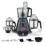 Preethi Zion MG-227 mixer grinder 750 watt Black, 4 jars – master chef food processor jar and flexi lid, Vega W5 motor with 2yr Guarantee & Lifelong Free Service, Standard