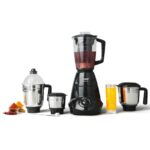 Prestige Iris 750 Watt Mixer Grinder with 4 Jars (3 Stainless Steel + 1 Juicer) | Super Efficient SS Blades | Black | 2Y Warranty | ISI Certified