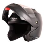 Vega Crux ISI Certified Flip-Up Helmet for Men and Women with Clear Visor(Black, Size:L)