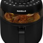 Havells Prolife Crystal Digital Air Fryer 5.5L, 1500W|D 8 Pre-sets| Aerocrisp Technology with 85% Less Oil Cooking| Dehydrator Mode| Auto-Shutoff|See-Through Window| 2Yr Door Step Warranty by Havells