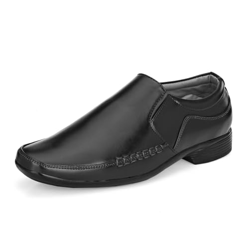 Leatherkraft Formal Slip-On Shoes with Textured Detail Black