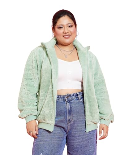 SASSAFRAS Curve Green Fur Metal Zipper Jacket