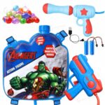 GRAPHENE Dual Gun Electric Holi Pichkari with Backpack Blue 2000ml Tank 1 Extra Battery & High Pressure Water Gun Long Range Automatic Water Blaster Summer Fun Kids Boys Girls 100 Water Balloons