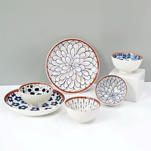 Amazon Brand – Solimo Ceramic Bowls and Plates Set, 6 Piece (4 Bowls + 2 Plates) | Microwave & Dishwasher Safe | for Snacks, Soup, Salad & Desserts | BPA & Lead-Free | Burnt Sienna
