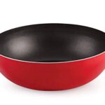 Nirlon Cooking Non-Stick Gas Stove Compatible Bottom deep Fry kadhai 18.5cm – 1.2 LTR (Compatible with All Gas & stovetops Only) – Aluminium, Red