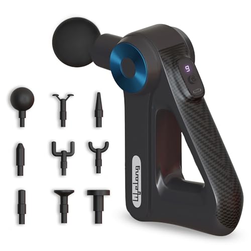 Lifelong Gun Massager for Pain Relief with 9 Massage Heads Massage Gun Machine for Full Body – Gun Massager Rechargeable with 9 Speed Levels & Easy-Grip Handle for Muscle Massage of Back, Neck, Shoulder, Hand, Foot & Leg