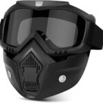 Claiez TPU Goggle Mask Anti Scratch UV Protective Open Face & Eyewear Windproof Dirt Shield Adjustable Strap Soft Foam Padded Detachable for Cycling Bike Off Road Racing Riding Unisex (Black)