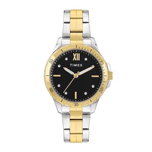 TIMEX Analog Watch for Women with Black Dial & Multicolor Stainless Steel Bracelet Band – Water Resistant Women’s Wrist Watches -TWEL232SMU04