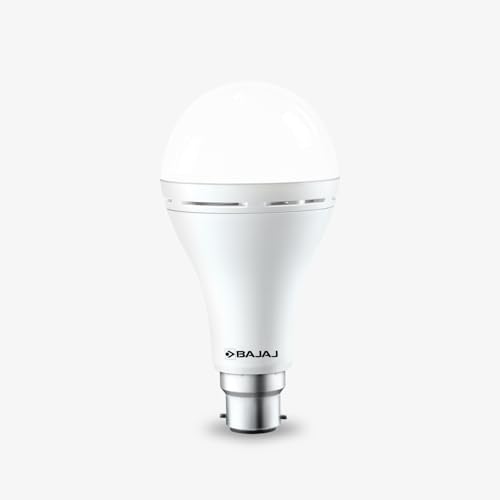 Bajaj LEDZ 12W Rechargeable Emergency Inverter LED Bulb | Cool Day Light | Upto 4 Hours Battery | B22D | 1 Year – Warranty (Pack of 1, White)