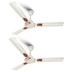 LONGWAY Creta P2 1200 mm/48 inch Ultra High Speed 3 Blade Anti-Dust Decorative Star Rated Ceiling Fan 2 Years Warranty (Ivory, Pack of 2)