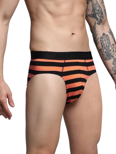 JACK & JONES Men’s Stripes Orange Brief (Pack of 1)