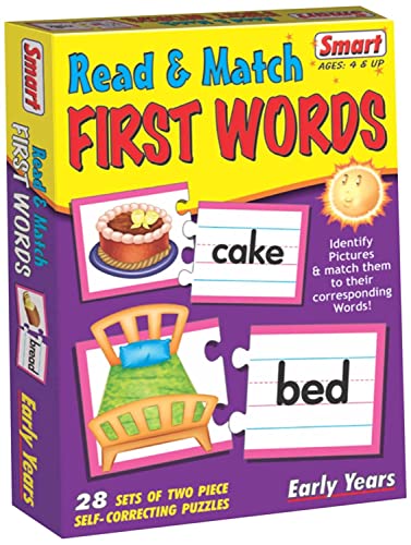 Smart Read & Match First Words Puzzle for Children 4 Years+ | 28 Two-Piece Self-Correcting Sets | Identify Pictures & Match Sight Words | Early Years First Vocabulary & Literacy Activity