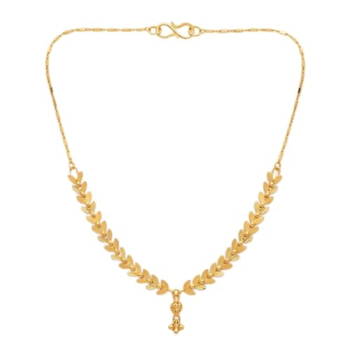 Elegant Gold Leaf Pattern Necklace with Pendant
