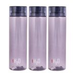 Cello H2O unbreakable Plastic water bottle, 1 litre, set of 3 (grey)